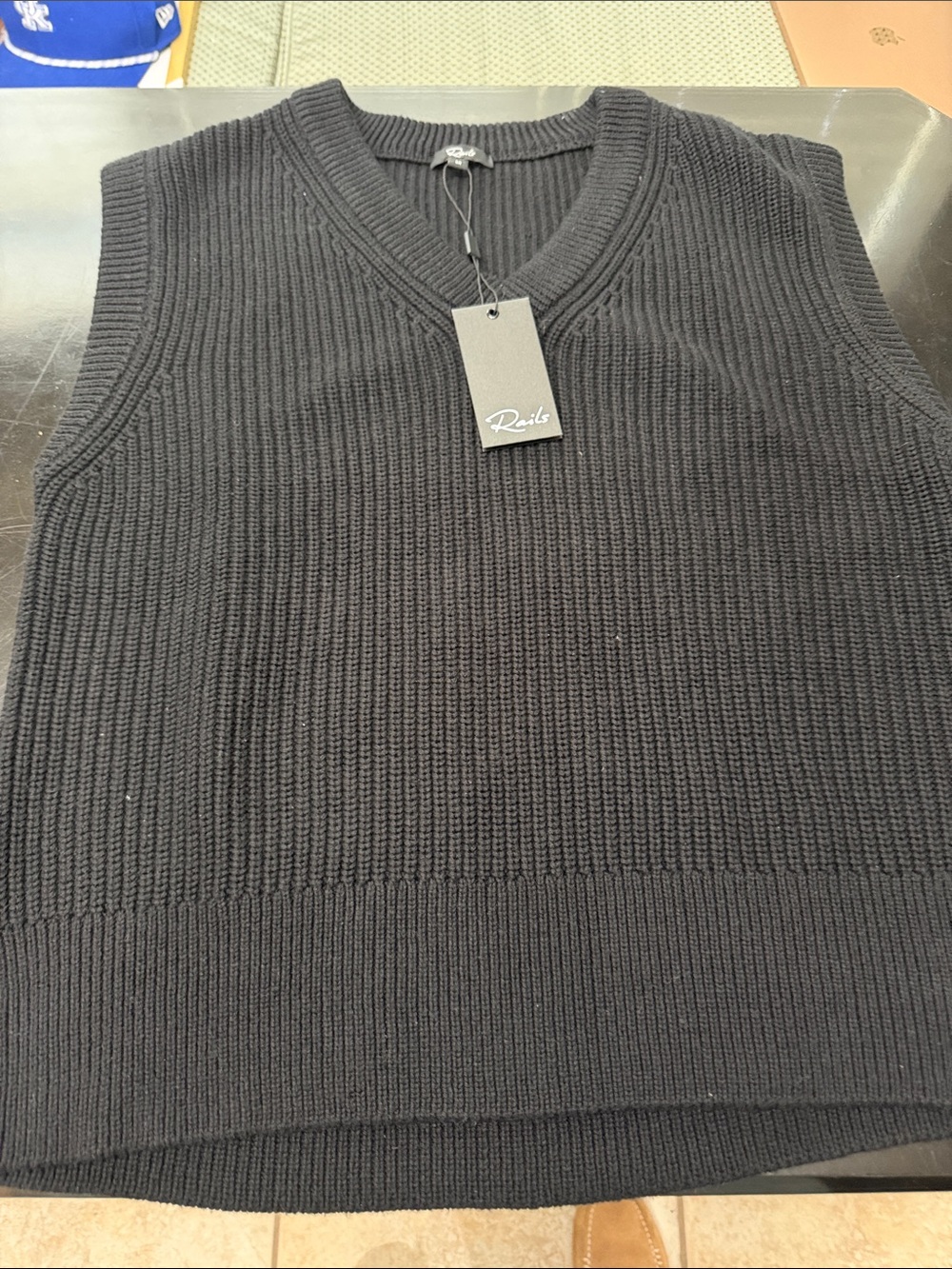 Rails Black Ribbed V-Neck Sweater Vest